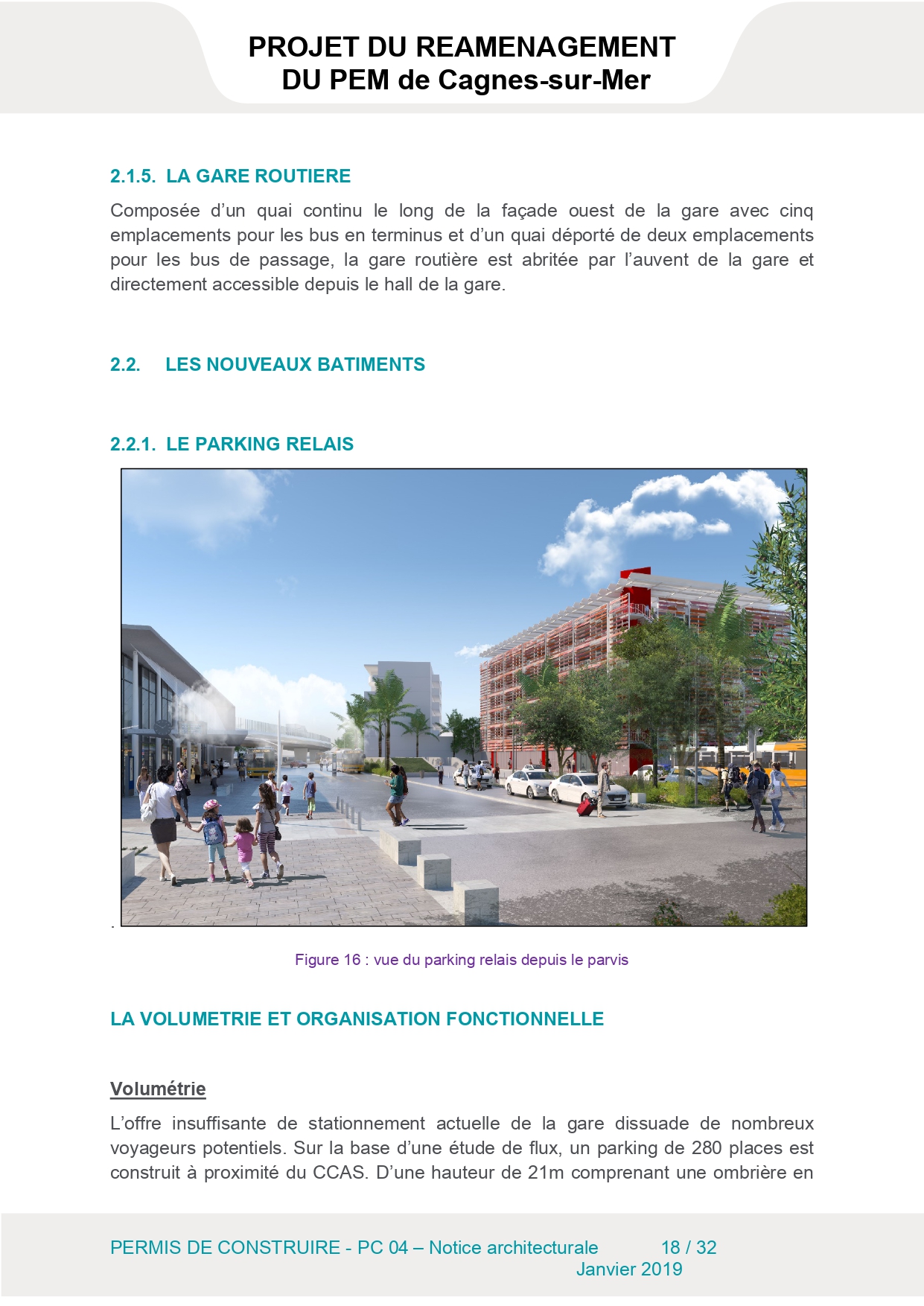 Vue generale parvis echange multimodal gare Cagnes sur mer 