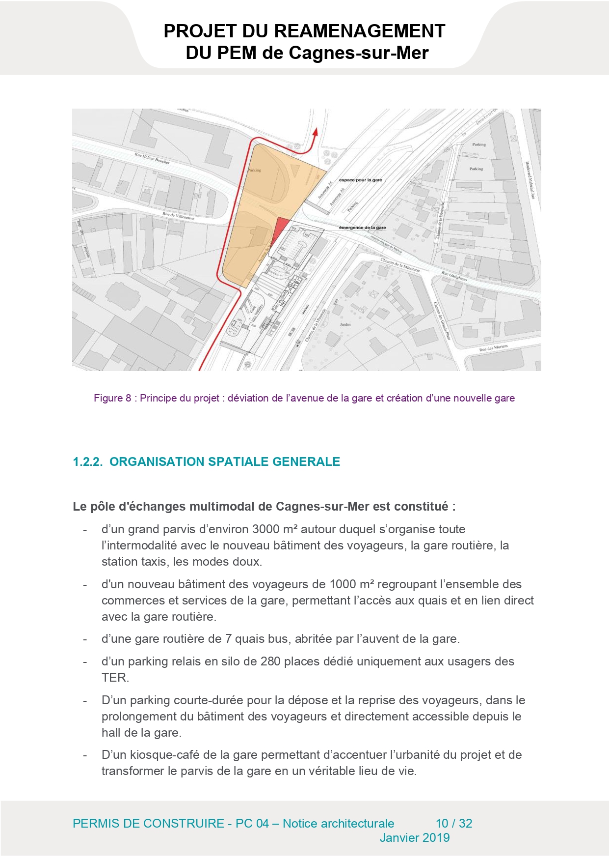 Organisation spaciale centre multimodal gare Cagnes sur mer 