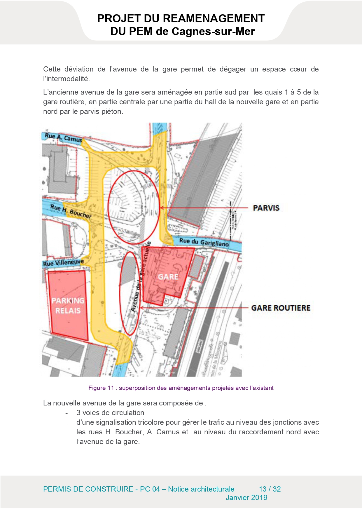 Amenagement de l'avenue de la gare multimodal Cagnes sur Mer 