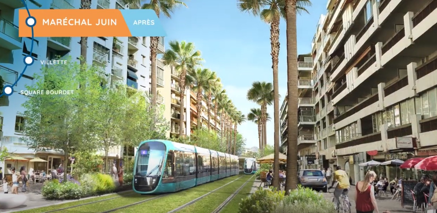 Tramway ligne 4 bd Maréchal Juin Cagnes sur Mer