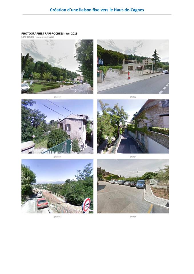 PhotograPhie des divers sites  projet de liaison fixe vers le Haut de Cagnes 