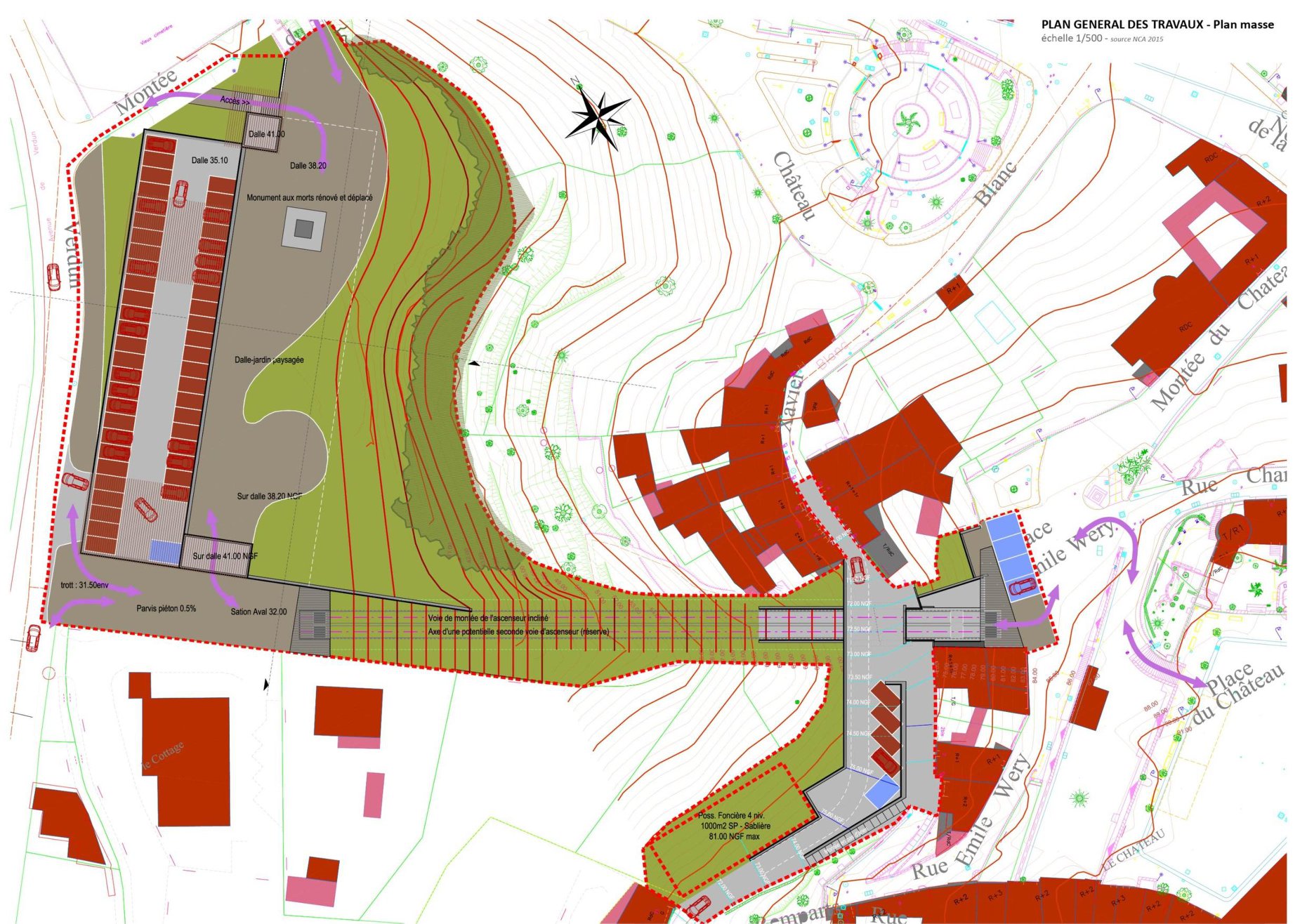 Plan  projet de liaison fixe vers le Haut de Cagnes 